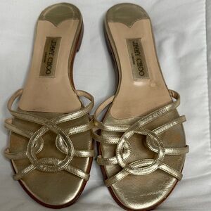 Jimmy Choo Metallic Gold Strappy Sandals